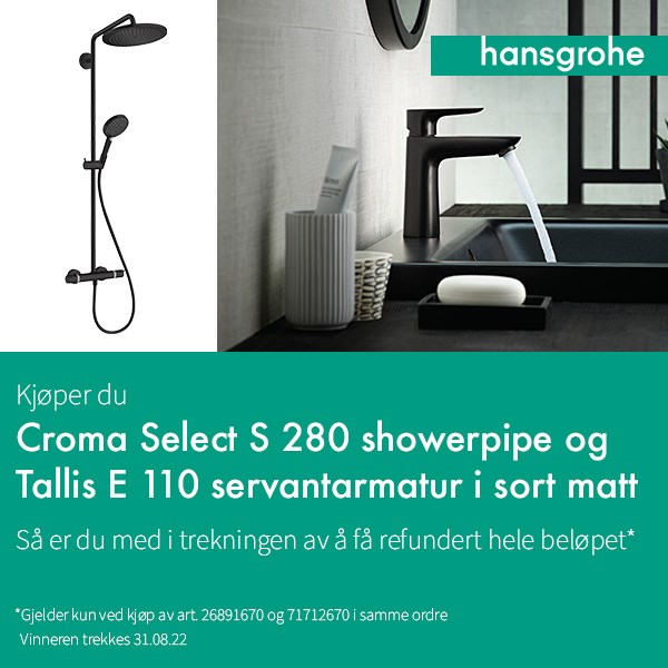 Få refundert beløpet | Showerpipe | Servantbatteri | Hansgrohe | VVSkupp